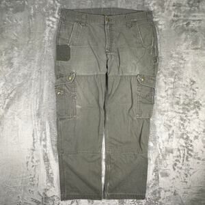 Vintage Carhartt Ripstop Double Knee Olive Green Cargo Pants B342-MOS Size 38x30